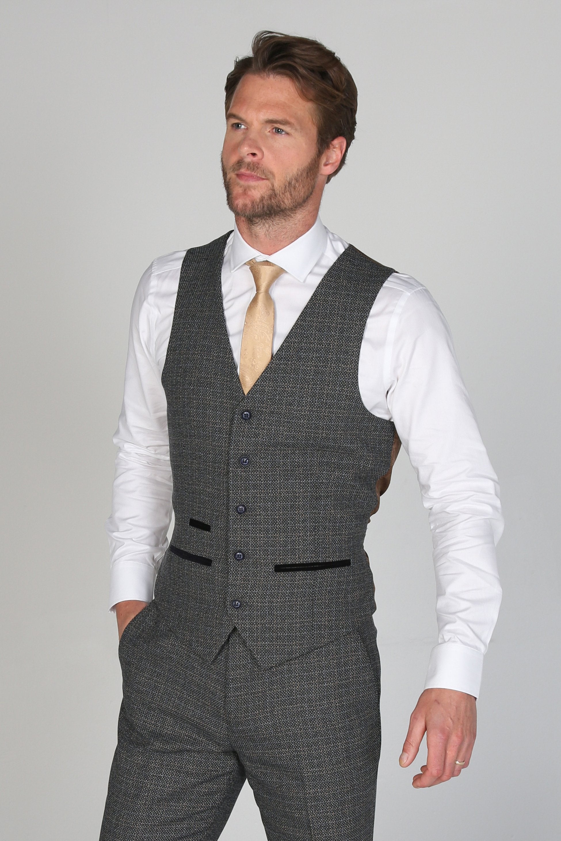Mens grey tweed like formal waistcoat Ralph