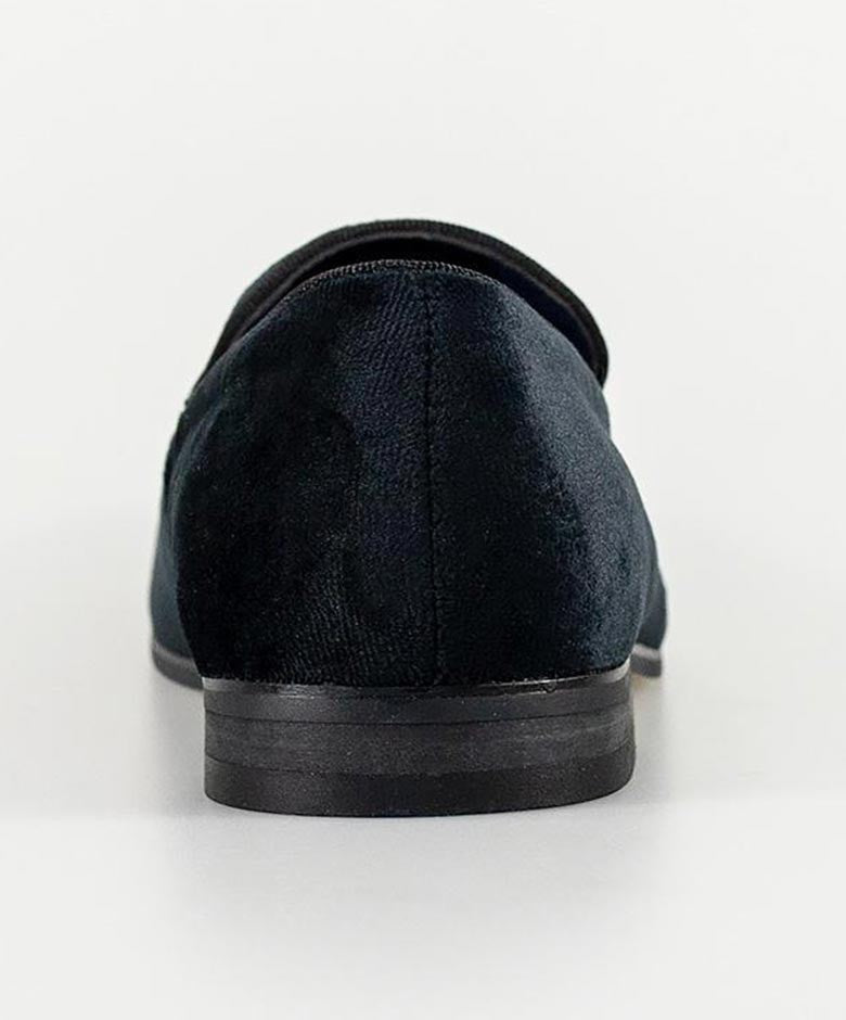 Mens Black Italian Couture Velvet Slip On Loafers MILAN