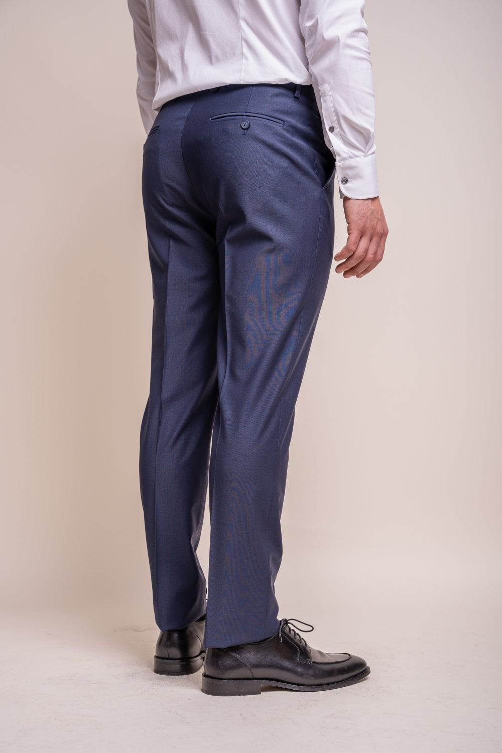 Men's Wool Blend Slim Fit Trousers - BOND - Navy