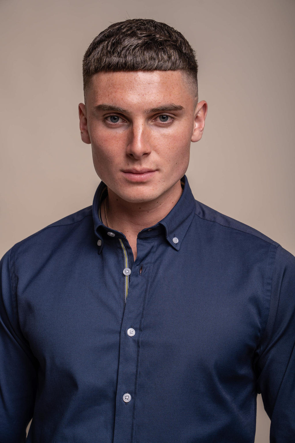 Mens Tessa Navy Blue Casual Cotton Shirt