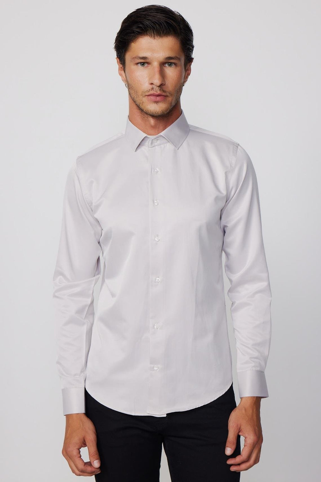 Mens Dimi Dotti Beige Cotton Blend Slim Fit Dress Shirt