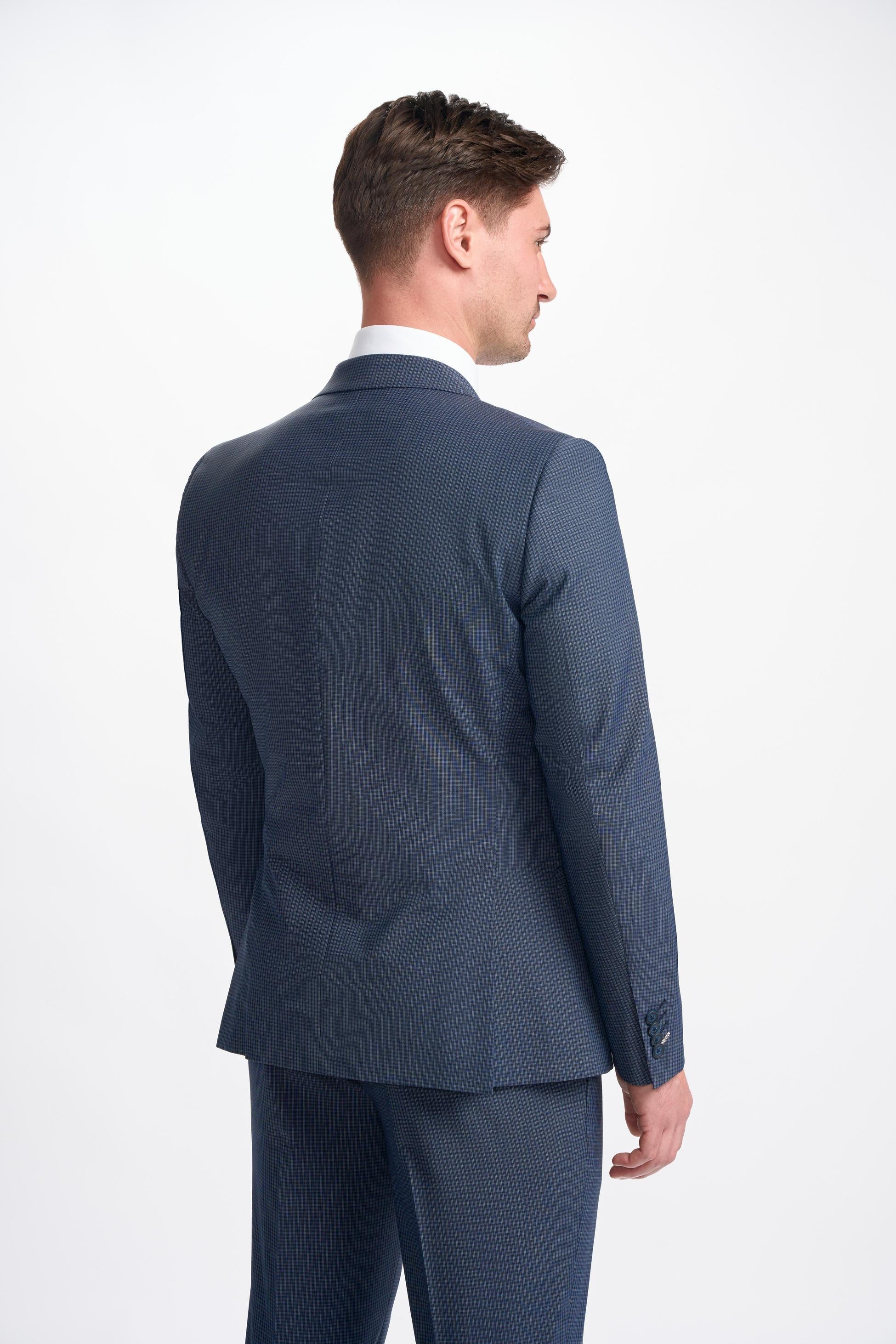 Men's Bond Double-Breasted Navy Check Classic Suit