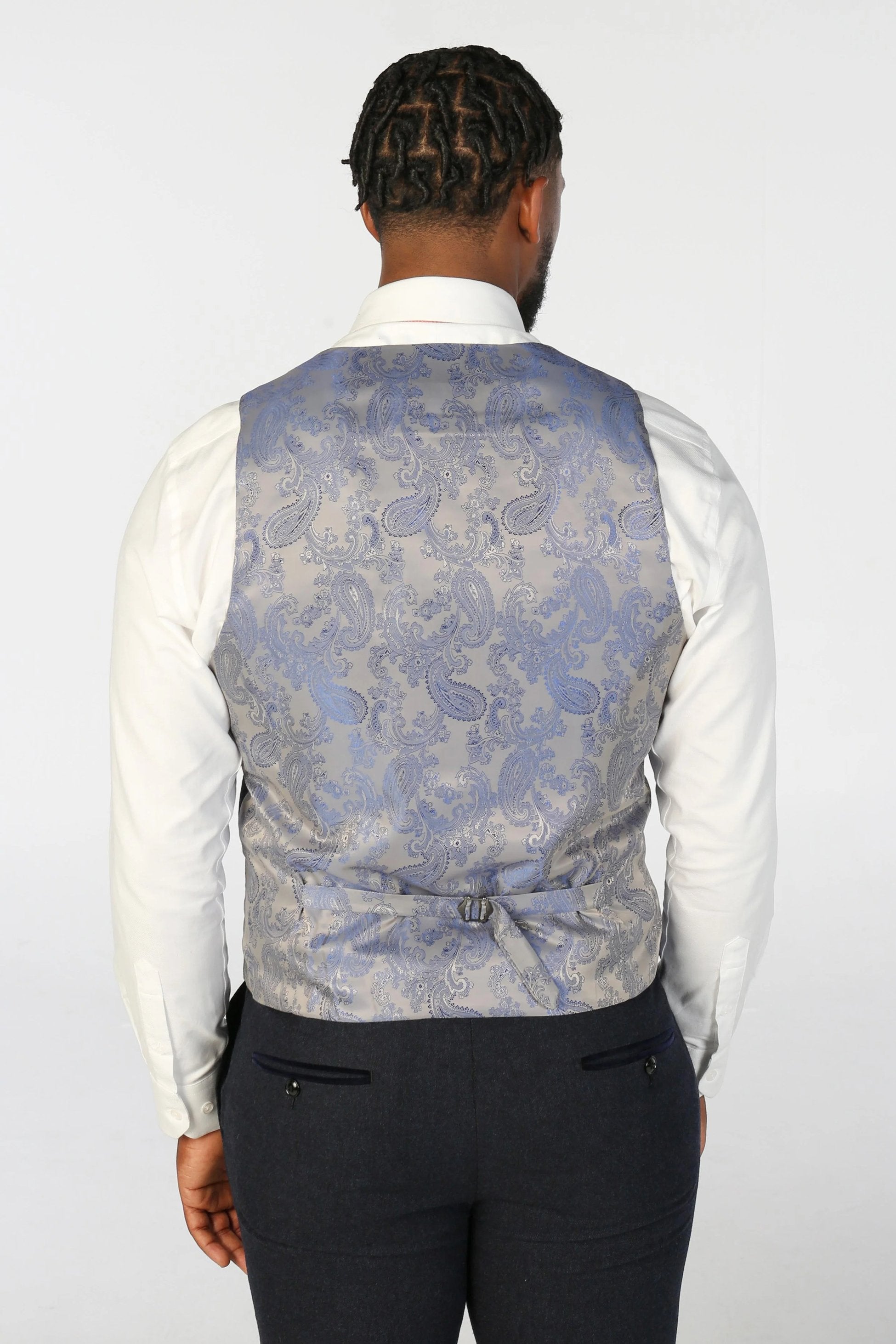 Mens Navy Wool Blend Formal Waistcoat OSCAR