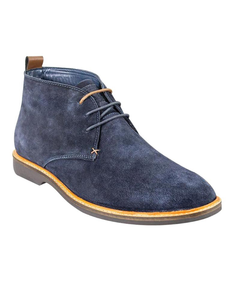Mens Navy Blue Suede Chukka Boots SAHARA