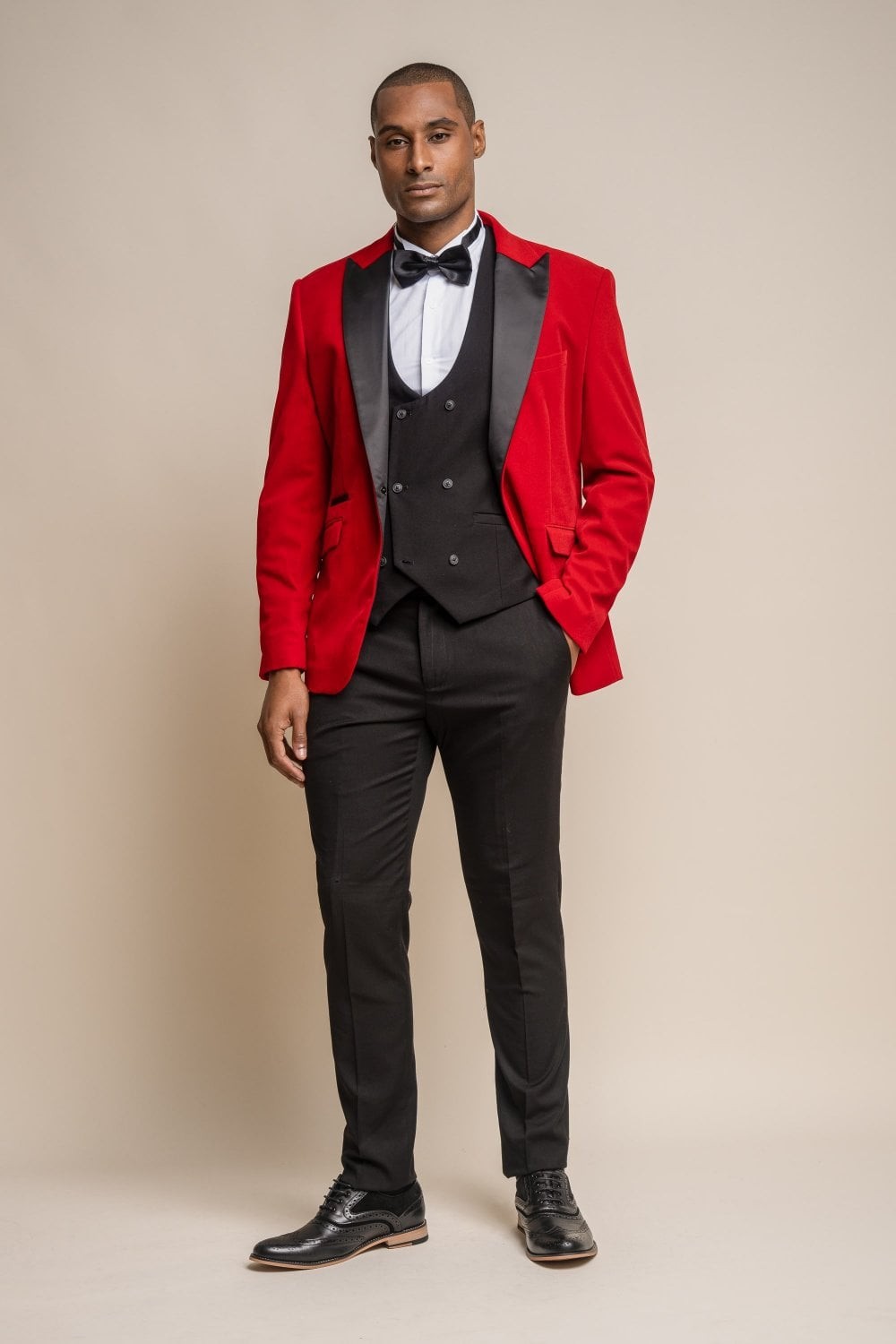 Mens Red Slim Fit Velvet Tuxedo Blazer ROSA
