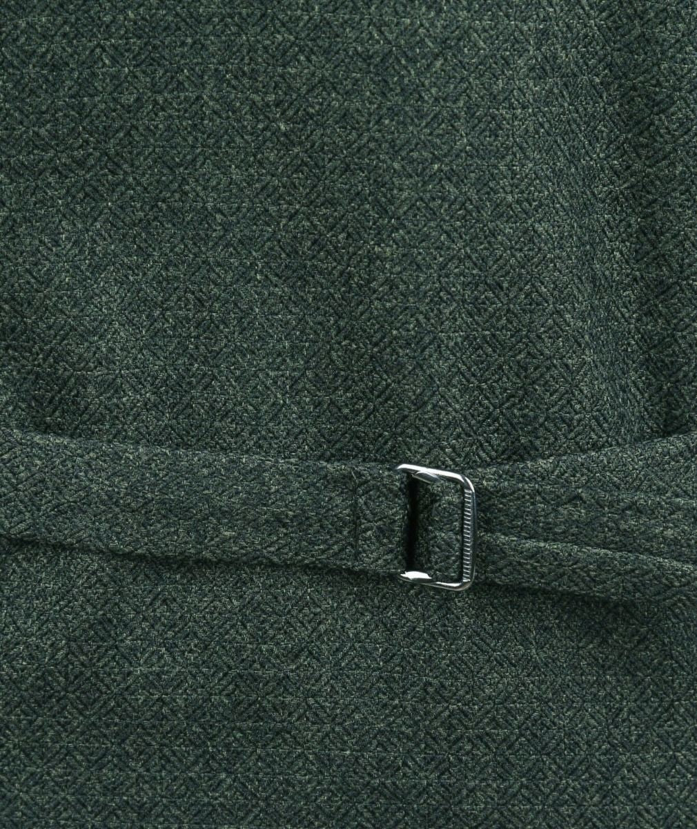 Mens Green Herringbone Tweed Double Breasted Waistcoat ALPINI