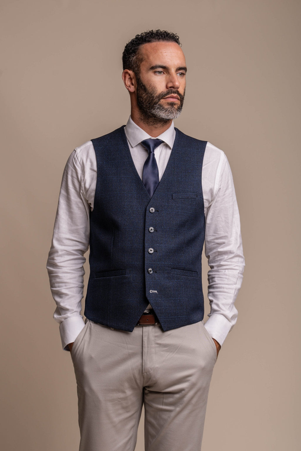 Men's Caridi Tweed Check Blazer with Beige Chino Combination Set