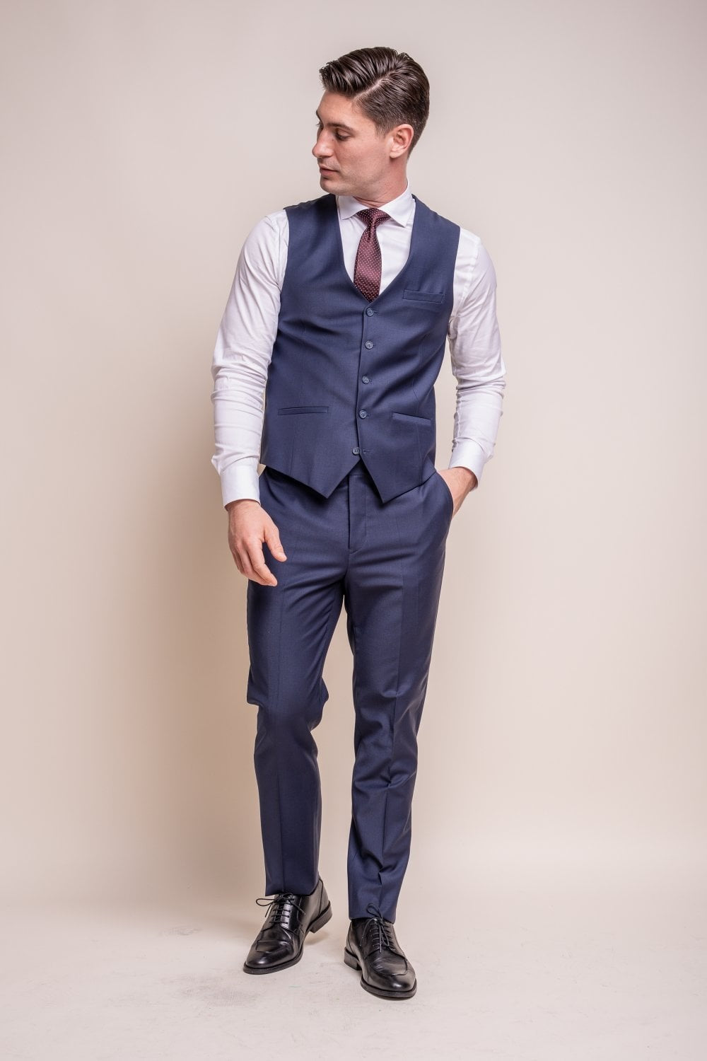 Mens Navy Wool Blend Slim Fit Waistcoat BOND