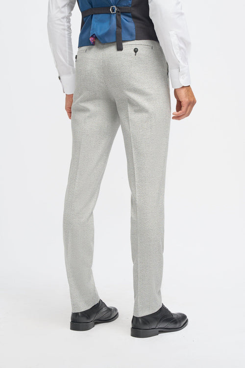 Dark Grey Men's Slim Fit Suit Jacket and Waistcoat with Light Grey Houndstooth Trousers