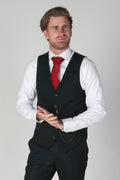 Mens dark green houndstooth tweed check waistcoat Jasper