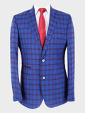 Men's Costello Navy Blue Windowpane Check Slim Fit Blazer