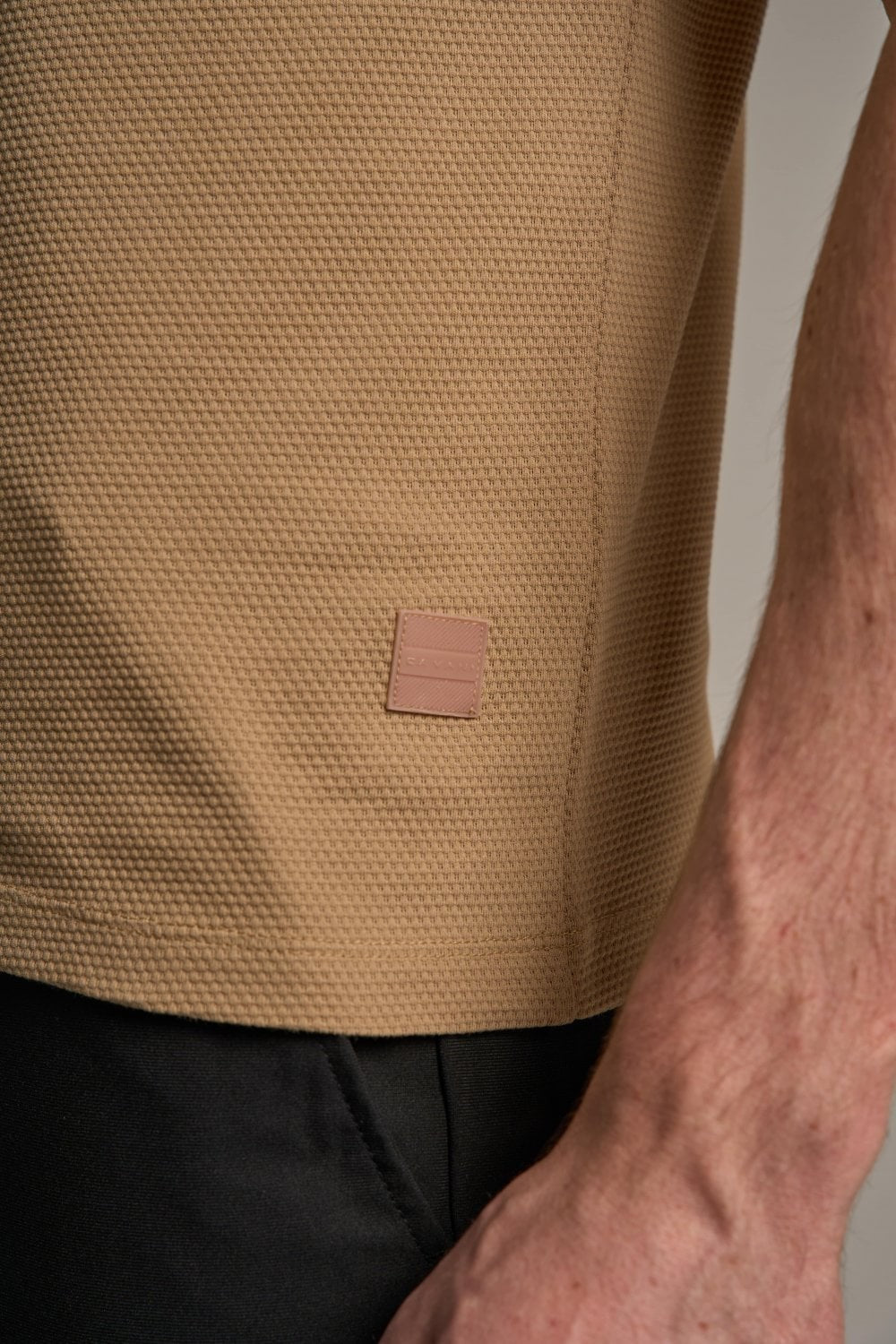 Mens Sand Brown Cotton Slim Fit T Shirt BYRON