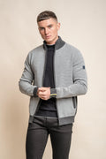 Men’s birdseye knit cotton jacket, slim fit, navy