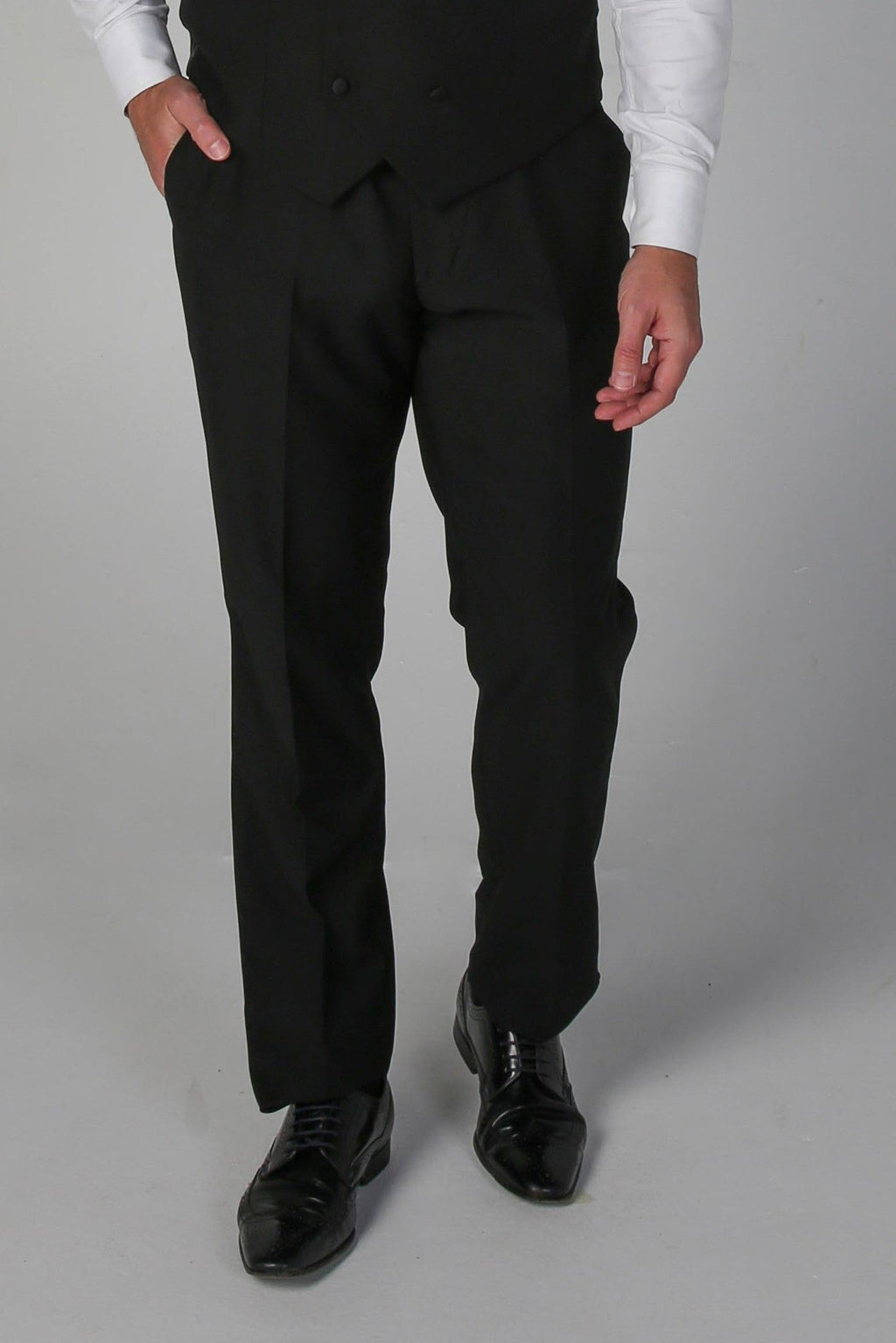 Men's Black Tailored fit Tuxedo Trousers - FORD