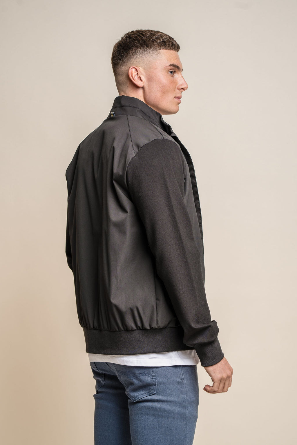 Men's black lightweight slim-fit bomber jacket, KASPER.