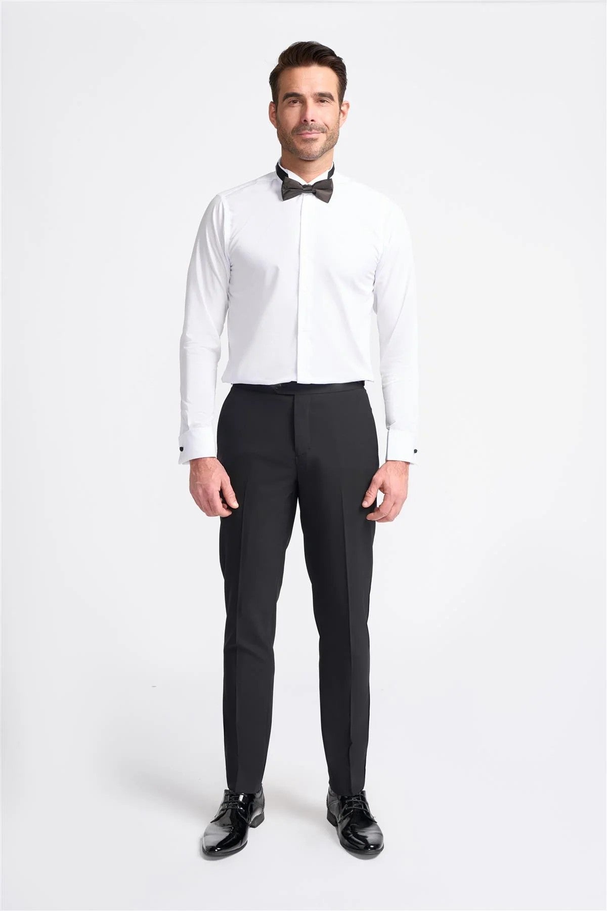 ASPEN D/B Black Men's Satin Lapel Double-Breasted Suit