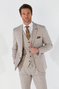 Mens stone beige tailored fit suit jacket MAYFAIR stylish cut