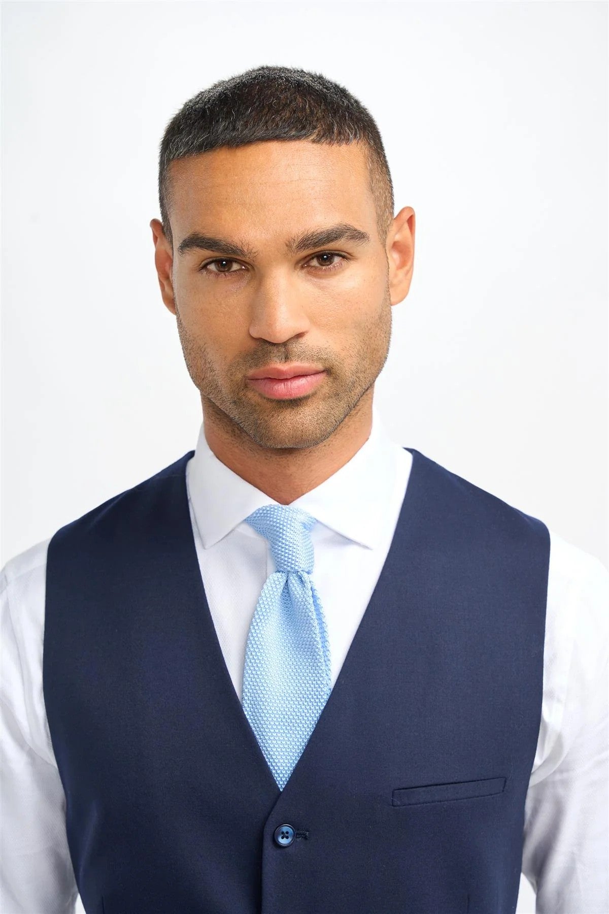 Mens Navy Wool Slim Fit Formal Waistcoat JAMES