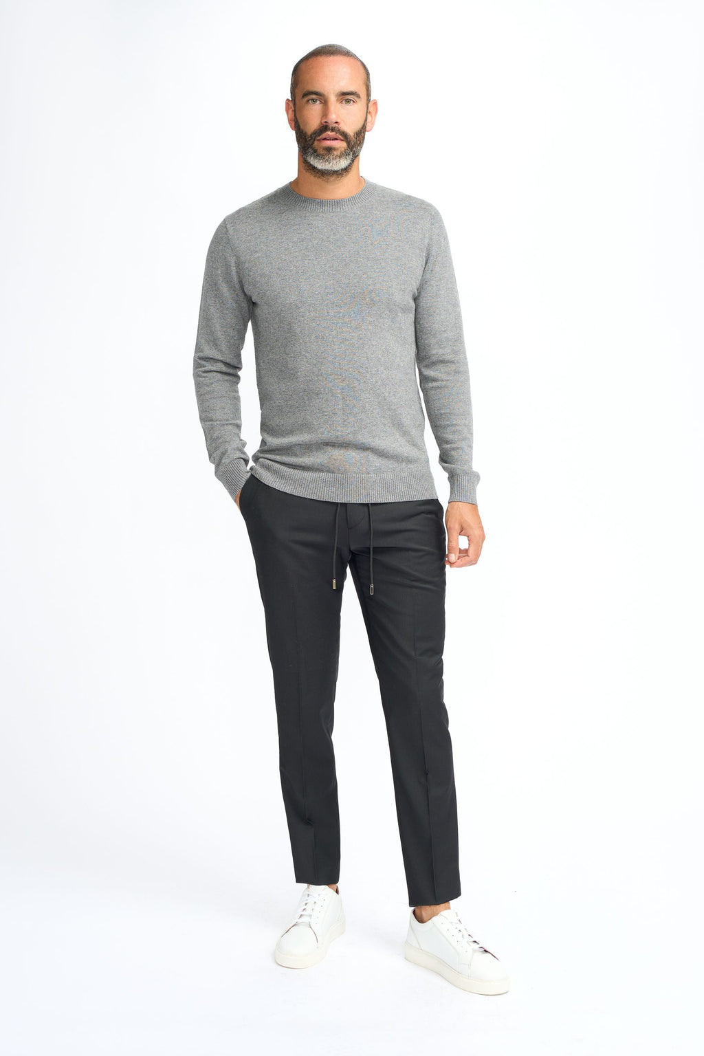 Mens Grey Wool Blend Knit Pullover Jumper CONNALL