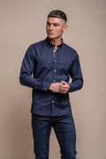 Men’s cotton casual shirt white pink navy sky blue