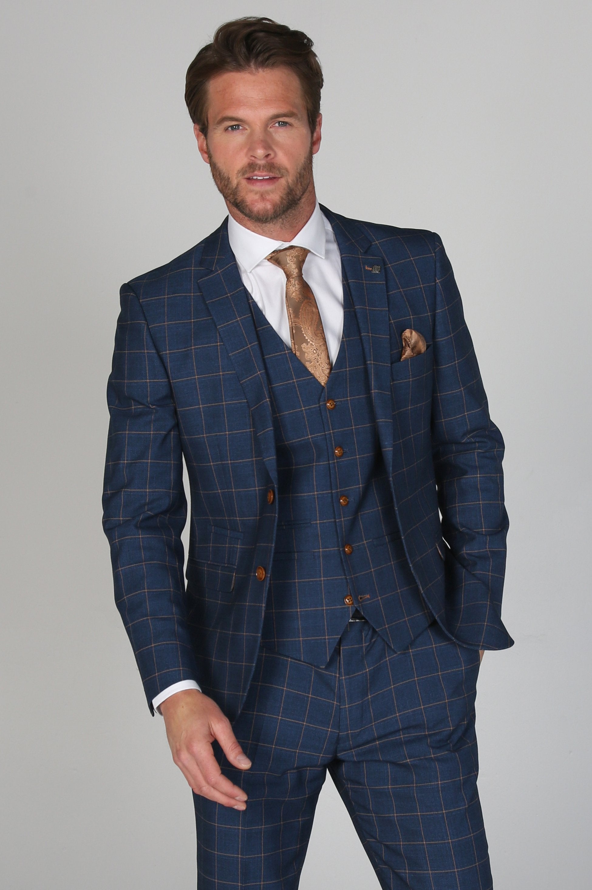 men’s windowpane check slim fit formal wedding suit