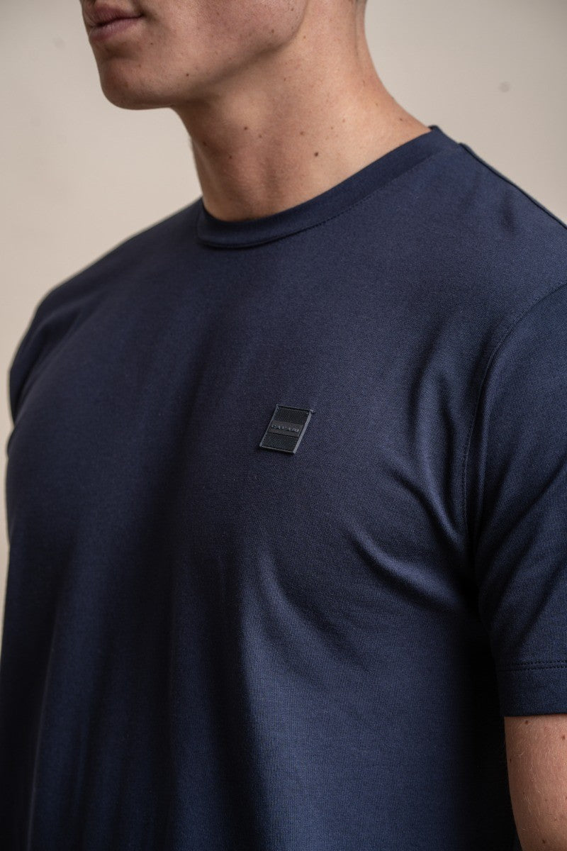 Mens Navy Blue Crew Neck Cotton T Shirt BOGART