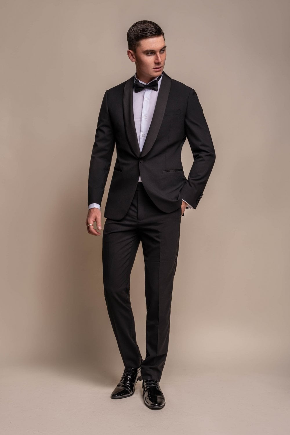 ASPEN Black Men's Slim Fit Wool Blend Tuxedo Dinner Suit