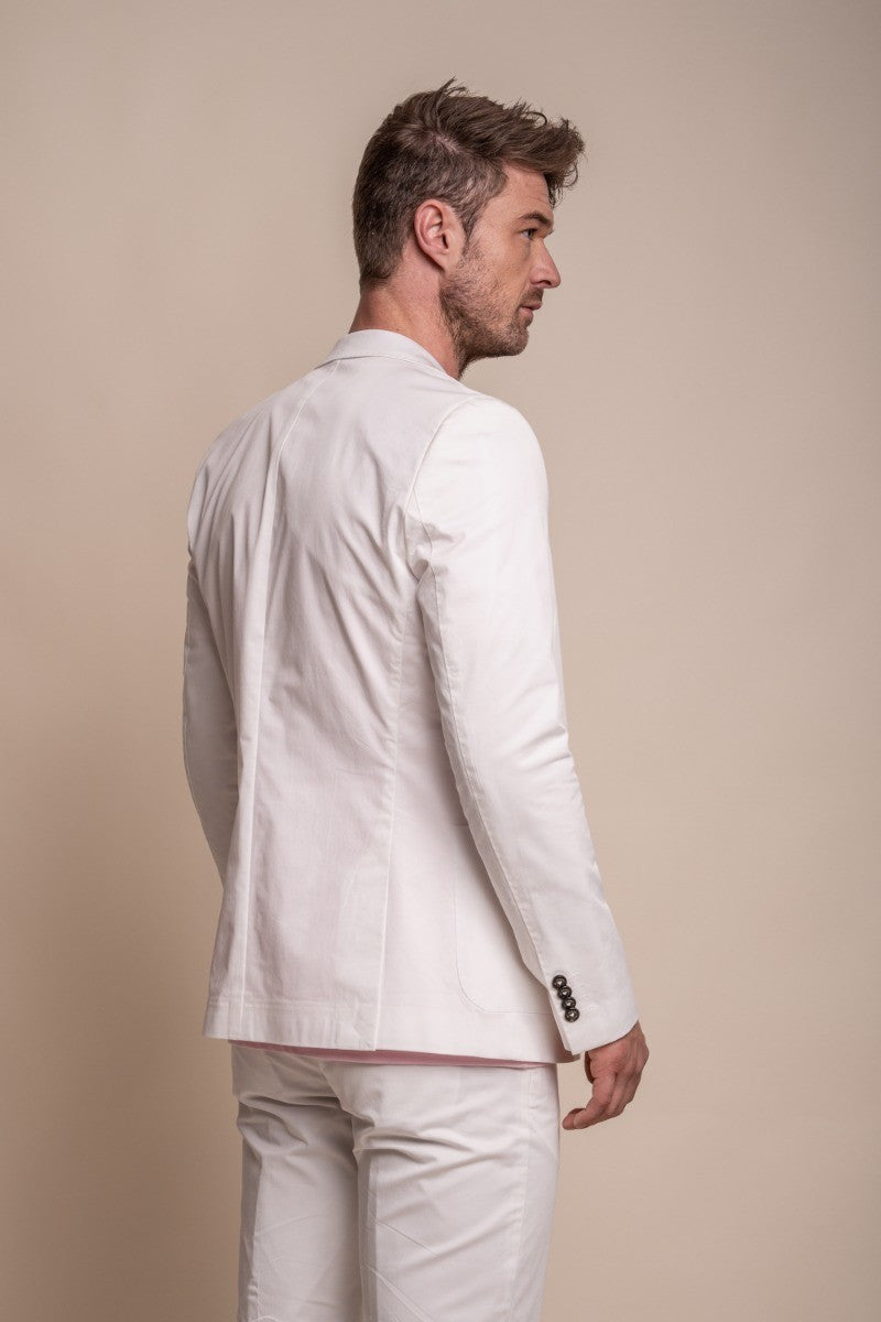 Mens Ecru Cotton Slim Fit Formal Suit Jacket MARIO