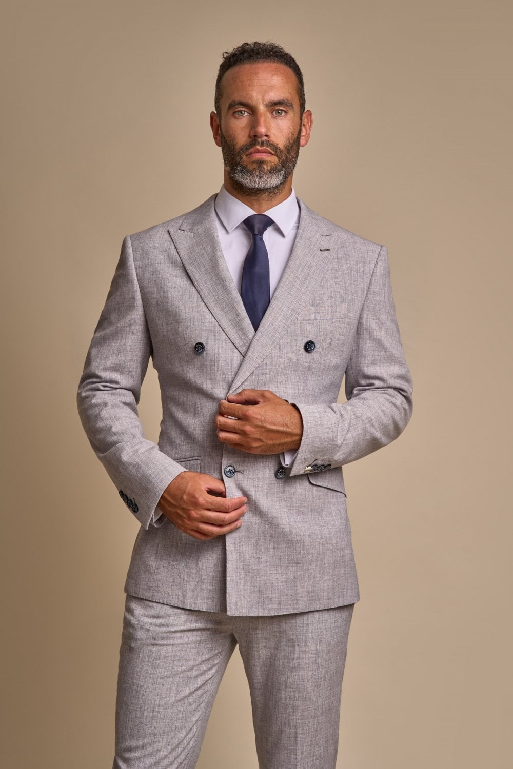 TOKYO Dove Grey Men's Double Breasted Slim Fit Suit
