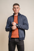 Men’s birdseye knit cotton jacket, slim fit, light grey