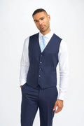 Mens navy wool slim fit formal waistcoat James