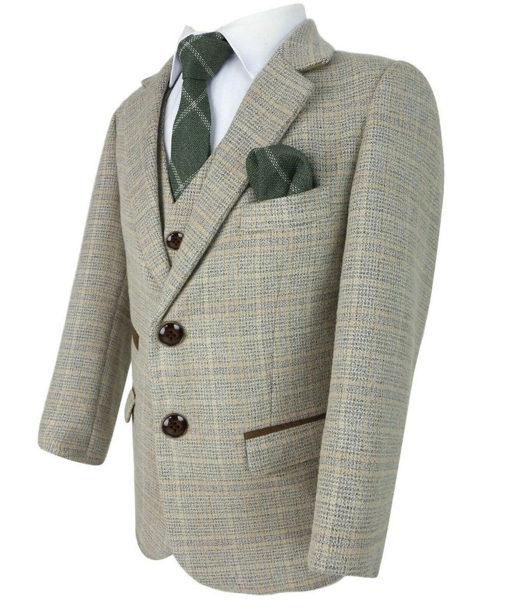 Tailored Beige Suit for Boys – Brown