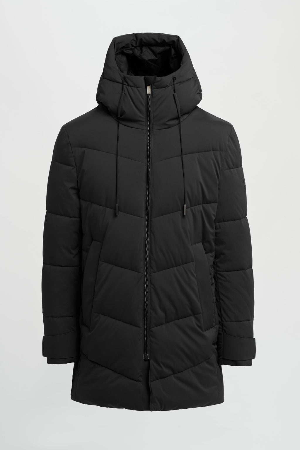 Men's black quilted puffer winter coat, FABINI.