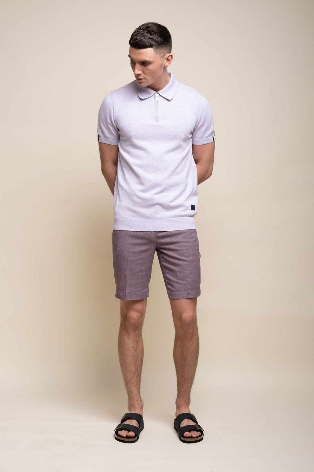Mens Lavender Short Sleeve Cotton Polo Shirt DINO