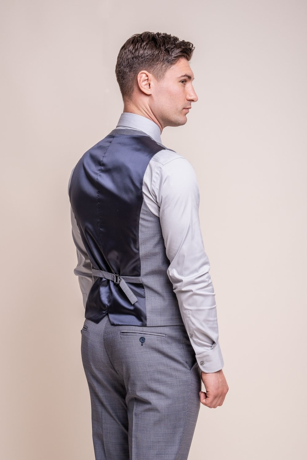 BOND Puppytooth Grey Men's Wool Blend Slim Fit Suit