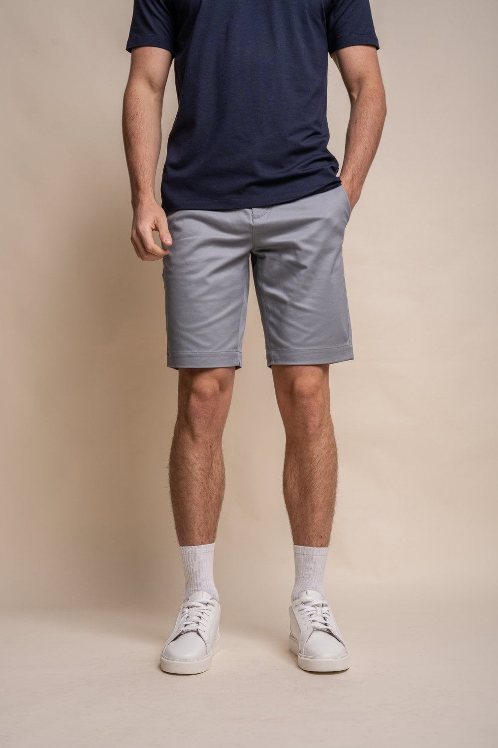 Men's Cotton Casual Slim Fit Chino Shorts - DAKOTA - Grey