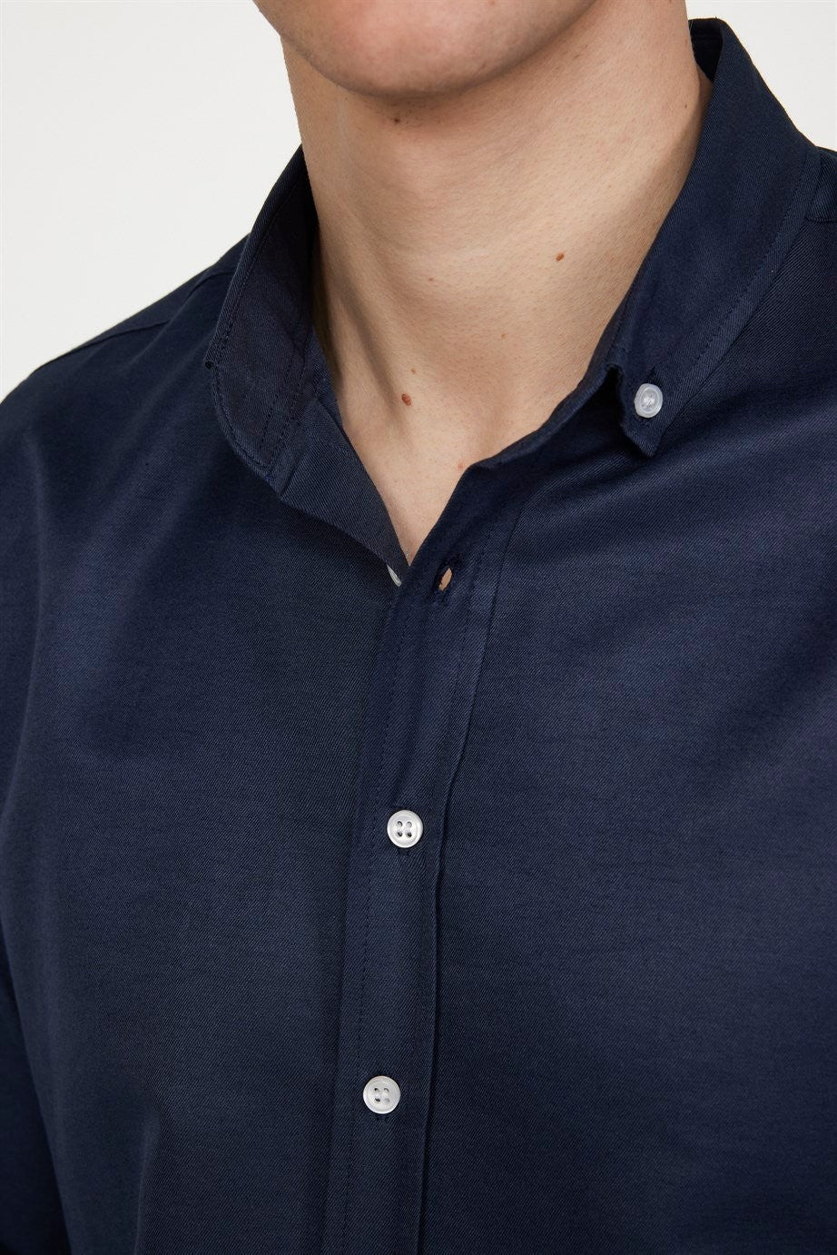 Mens Gabardin Navy Slim Fit Cotton Oxford Button Down Shirt