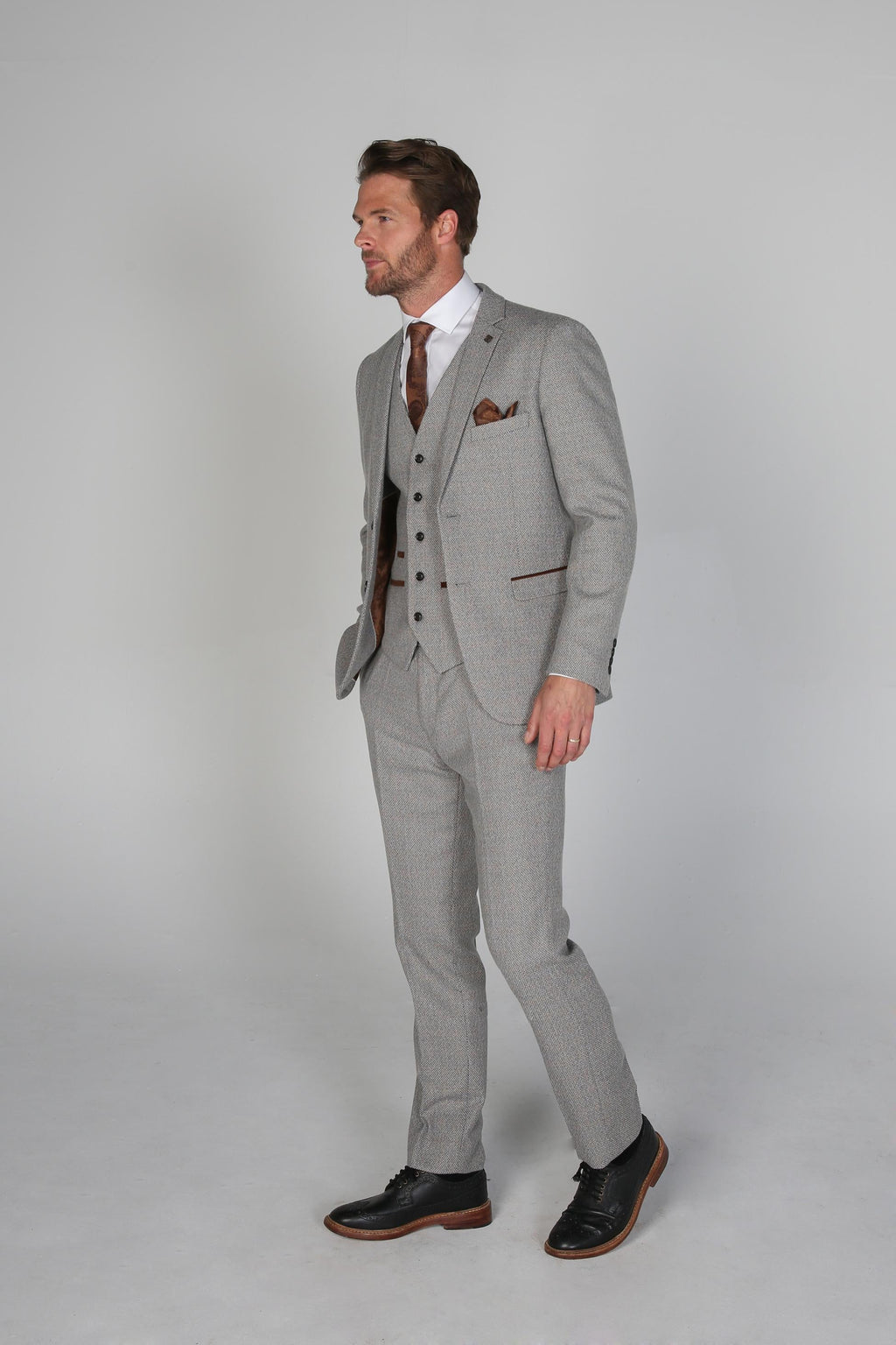 Mens Cream Tweed Like Tailored Fit Formal Suit RALPH