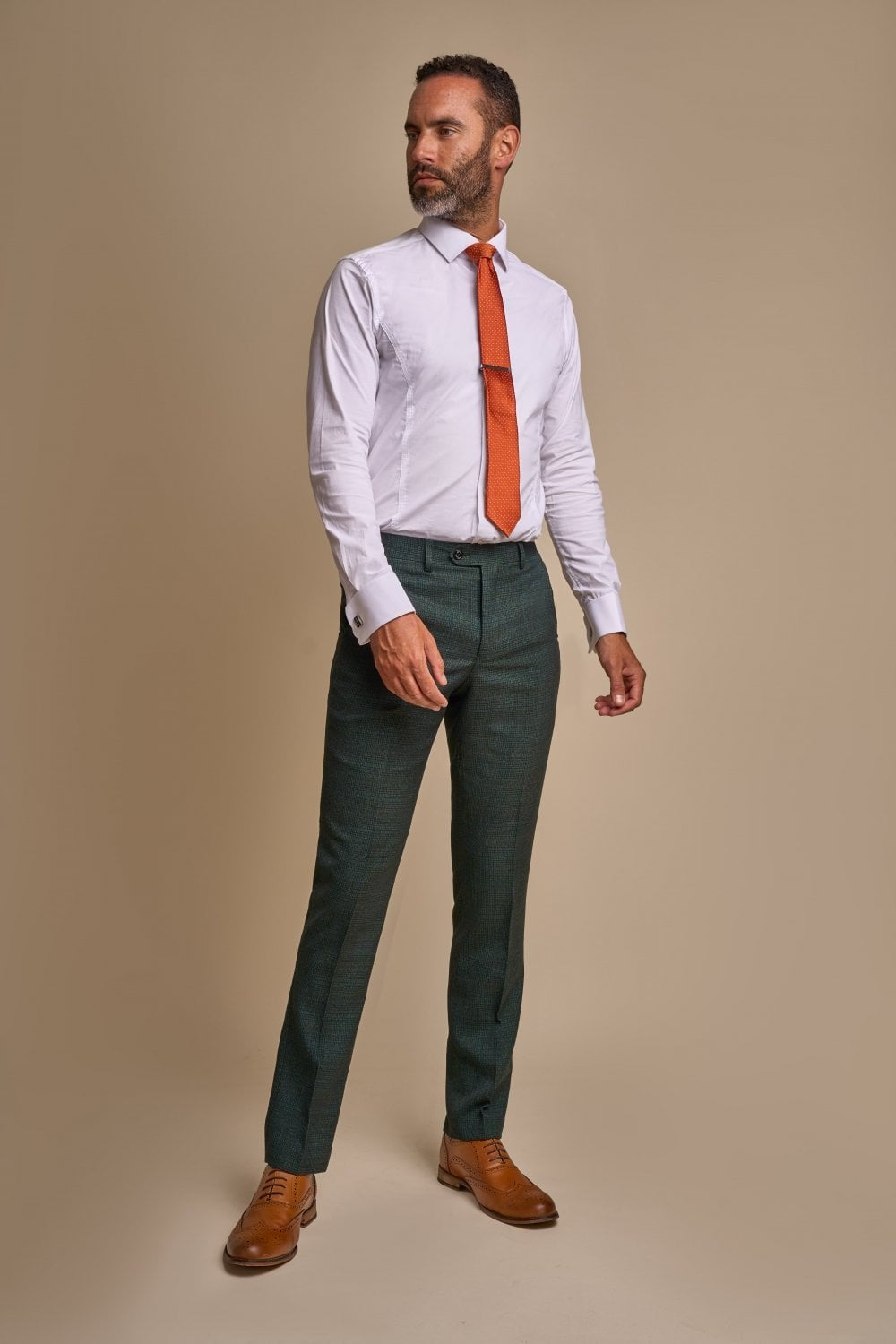 Men's Caridi Olive Green Glen Check 2-Piece Double-Breasted Suit