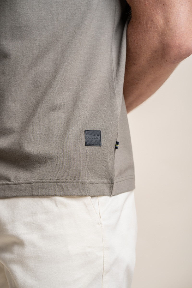 Mens Sage Green Slim Fit Cotton Short Sleeve Polo T Shirt KELSEY