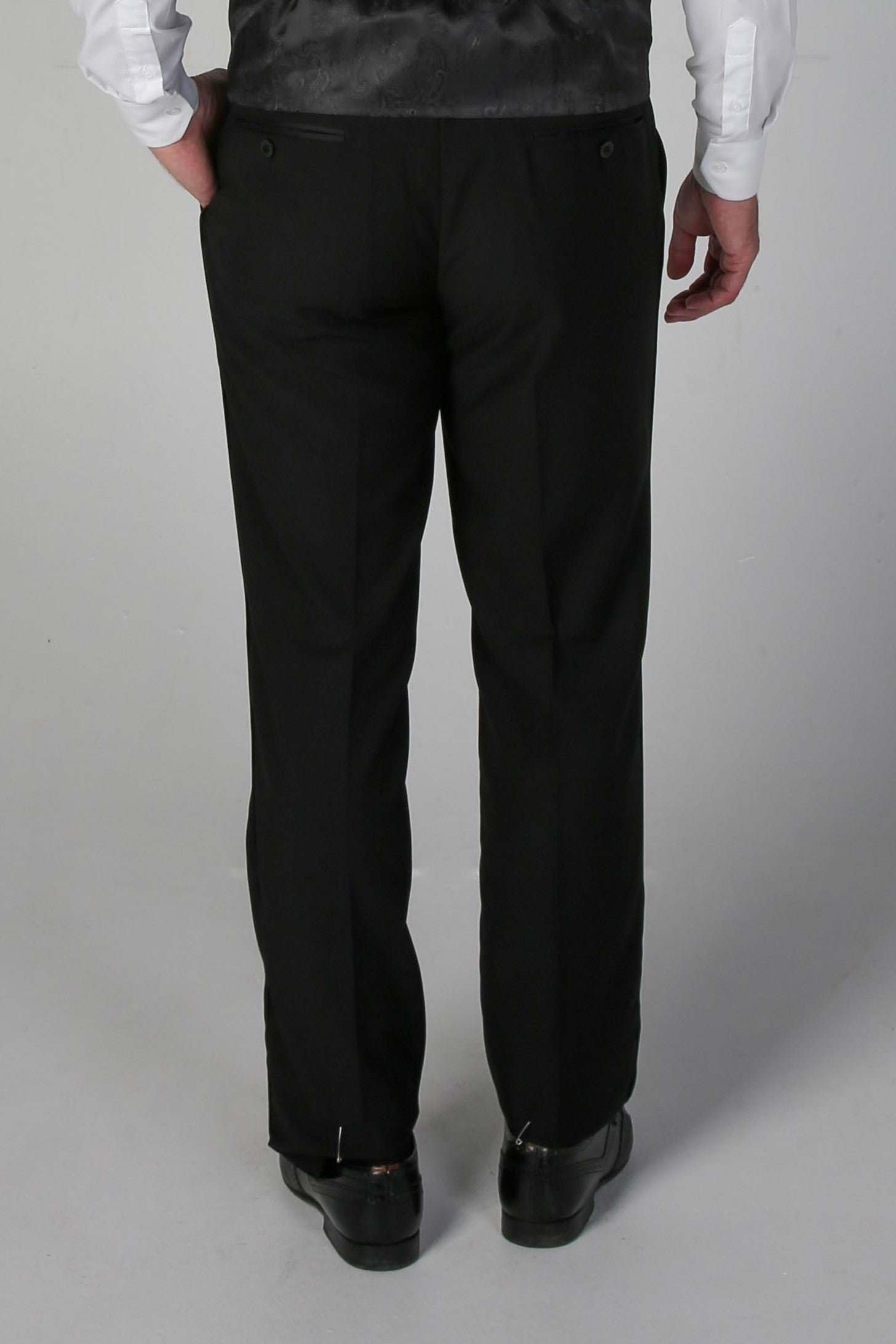 Men's Black Tailored fit Tuxedo Trousers - FORD