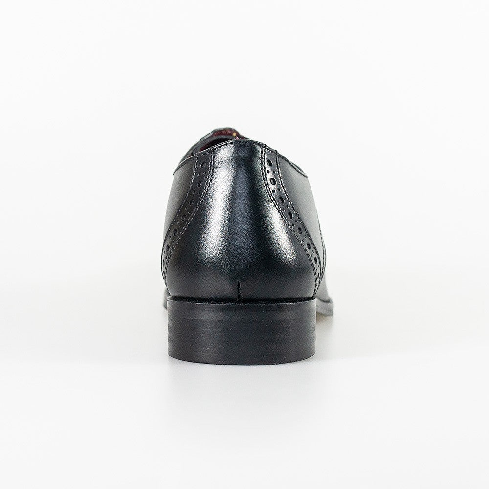 Mens Black Leather Derby Shoes JOHN