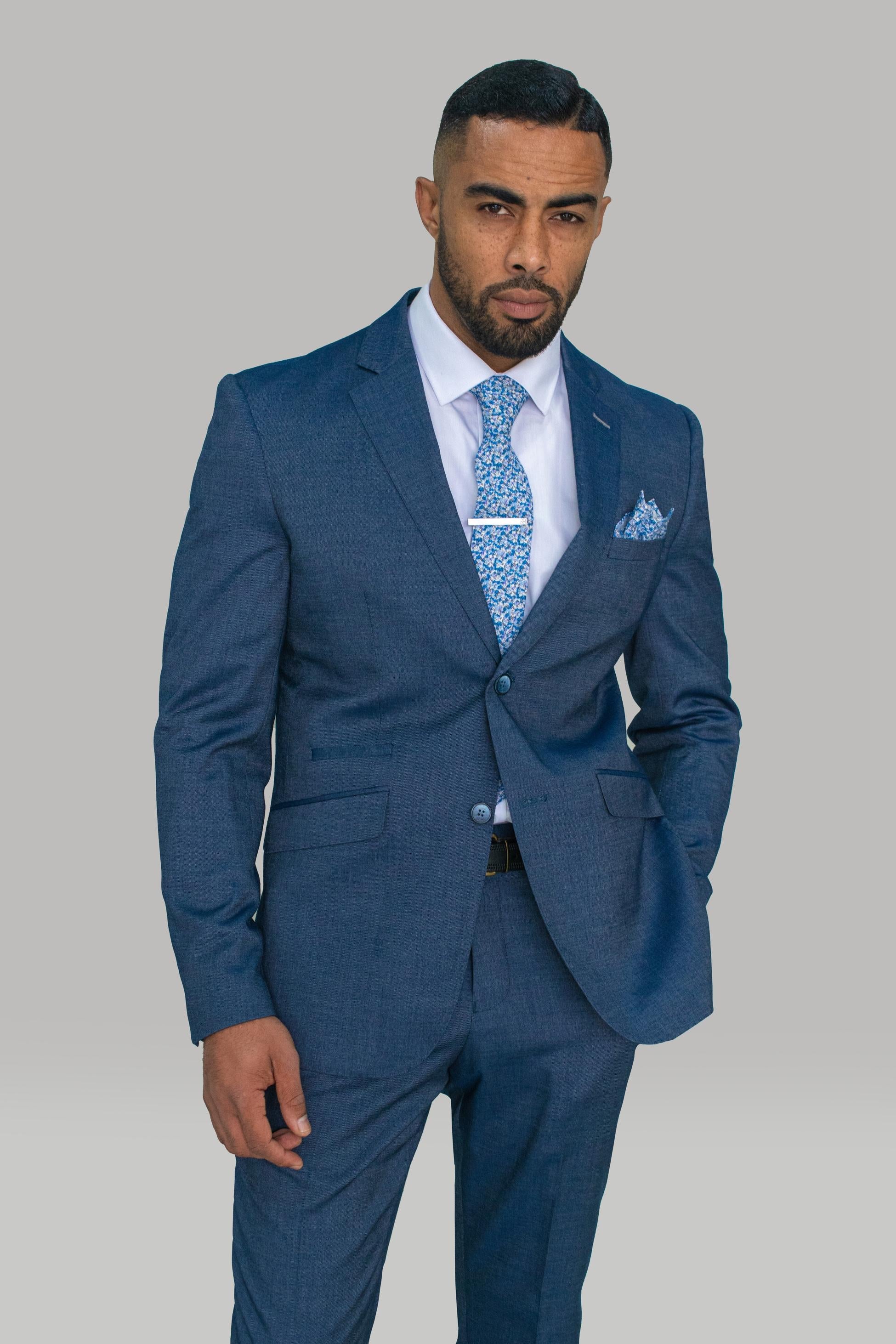Slim Blue Suit for Men – Steel Blue
