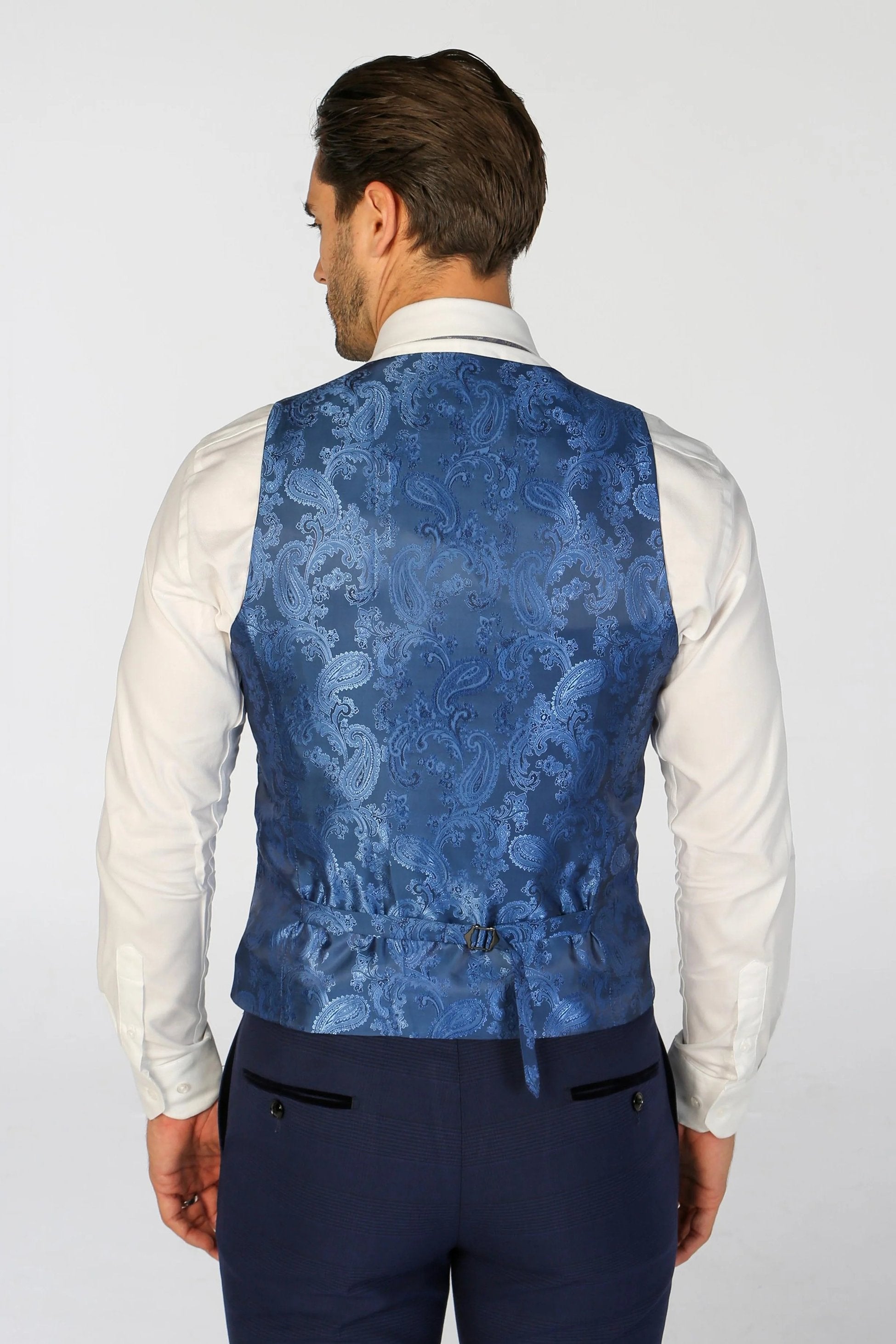 Mens Navy Blue Check Waistcoat MARK