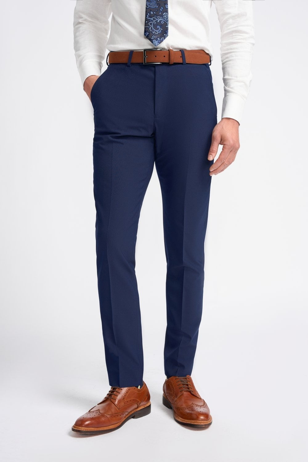 VICTORIOUS Navy Blue Men's Wool Mix Double Breasted Slim Fit Suit