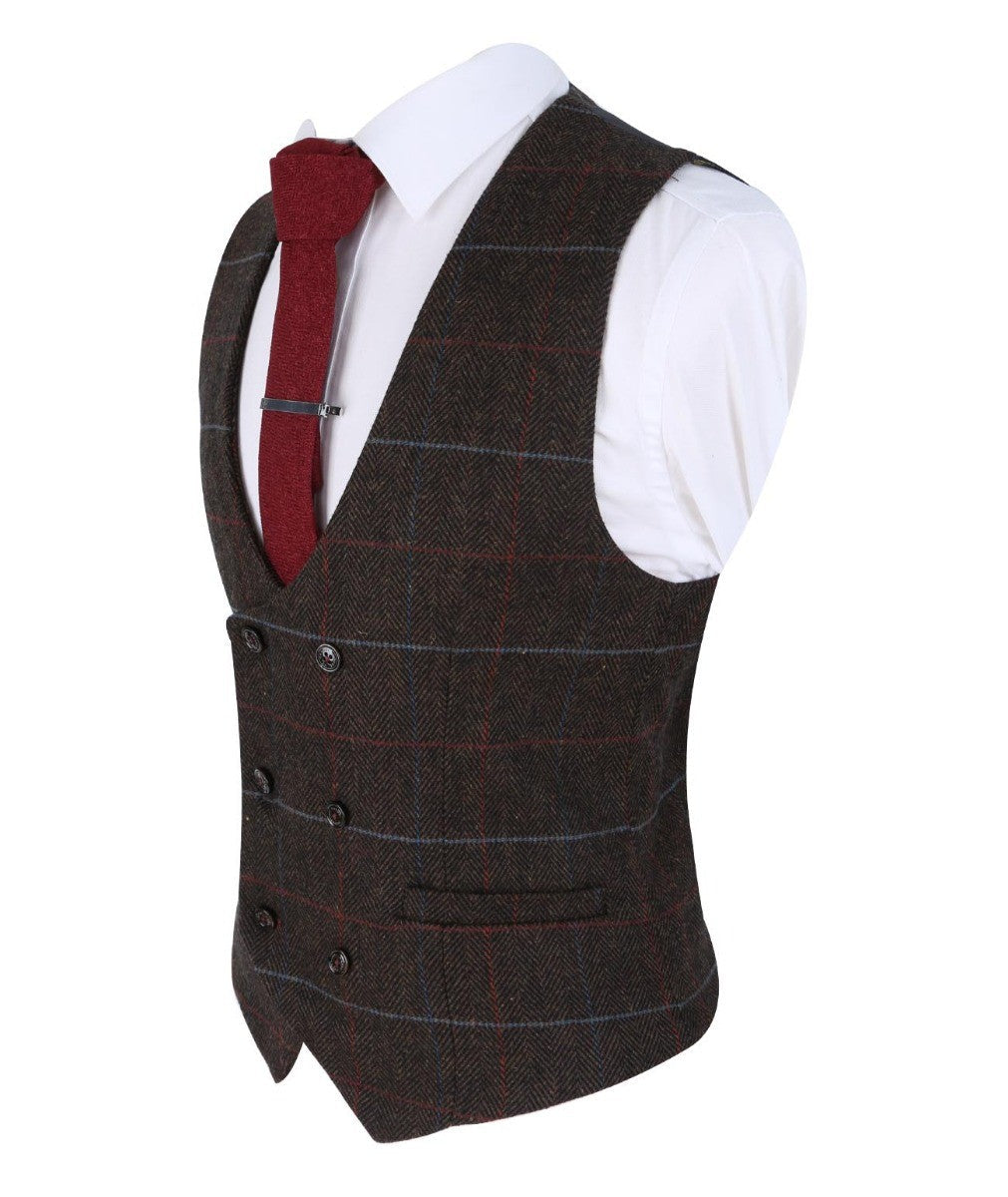 Mens Brown Retro Check Slim Fit Waistcoat TOMMY