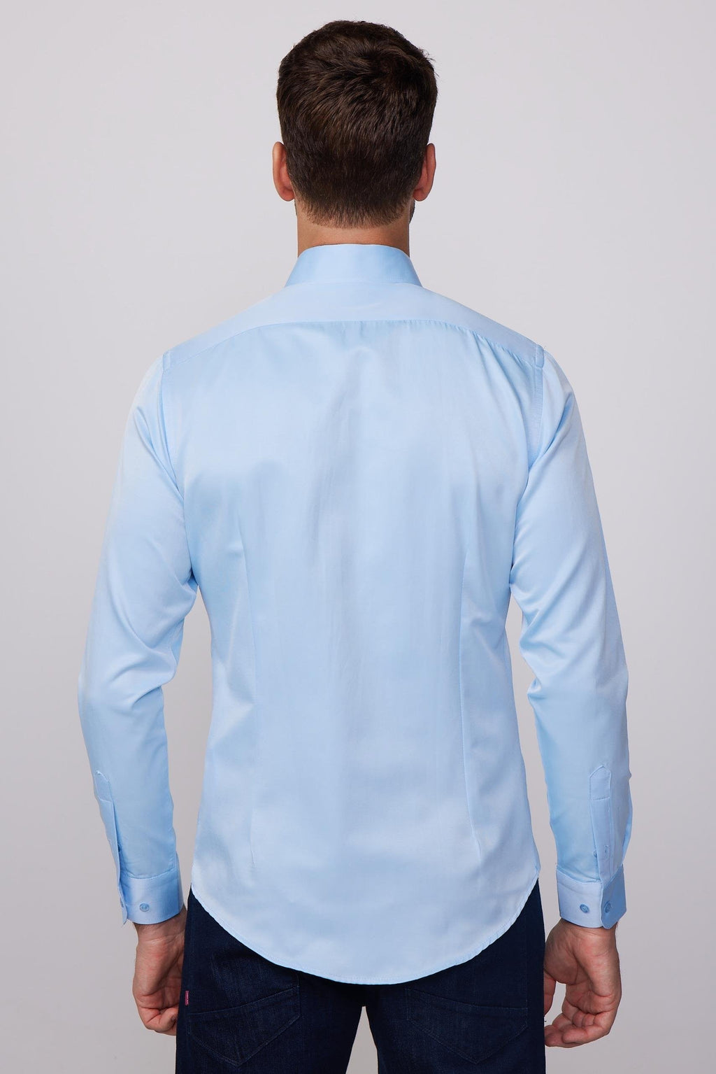 Mens Dimi Dotti Light Blue Cotton Blend Slim Fit Dress Shirt