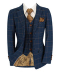 boys’ windowpane check 3-piece tailored fit blue suit