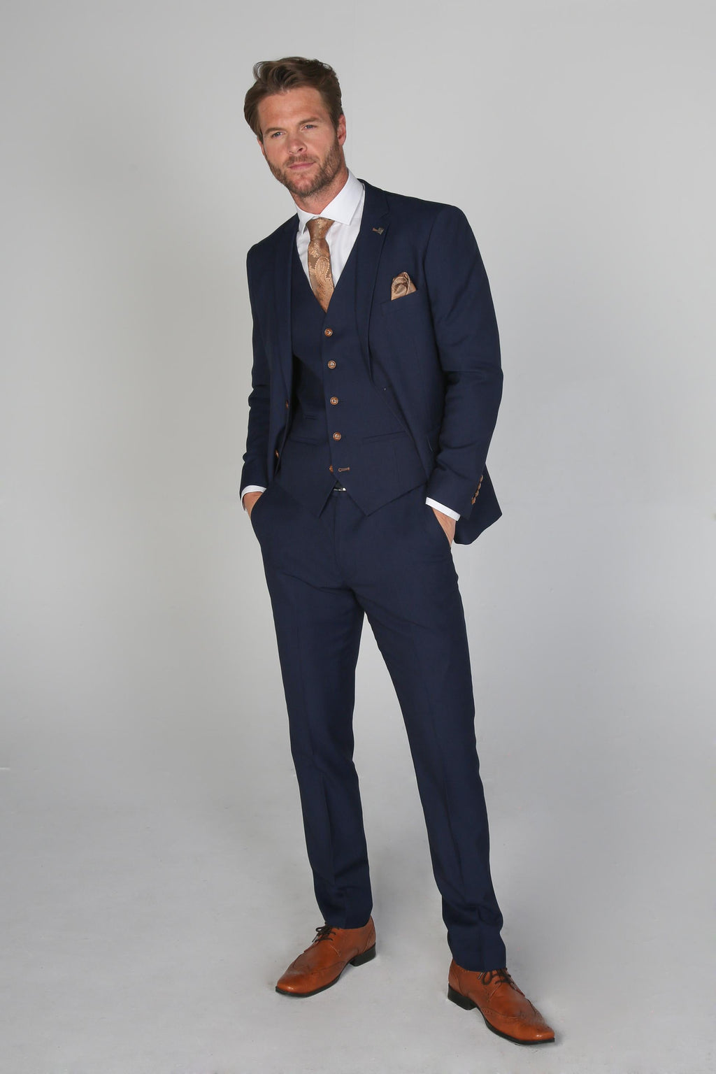 Mens Navy Blue Tailored Fit Formal Suit MAYFAIR