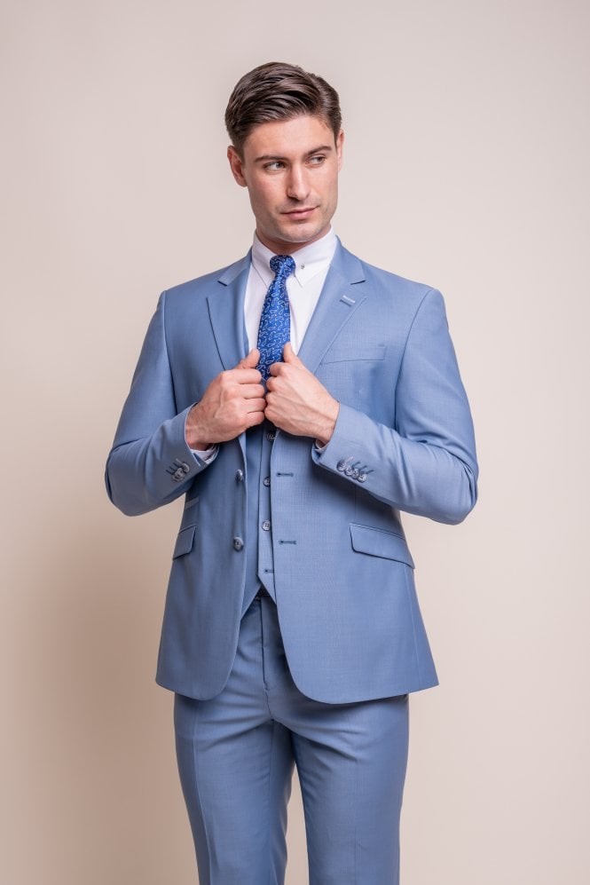 BOND Ocean Blue Men's Wool Blend Slim Fit Suit
